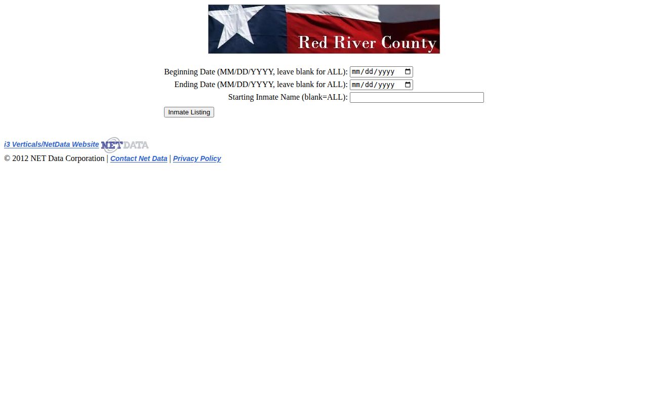 Red River County booking roster search form