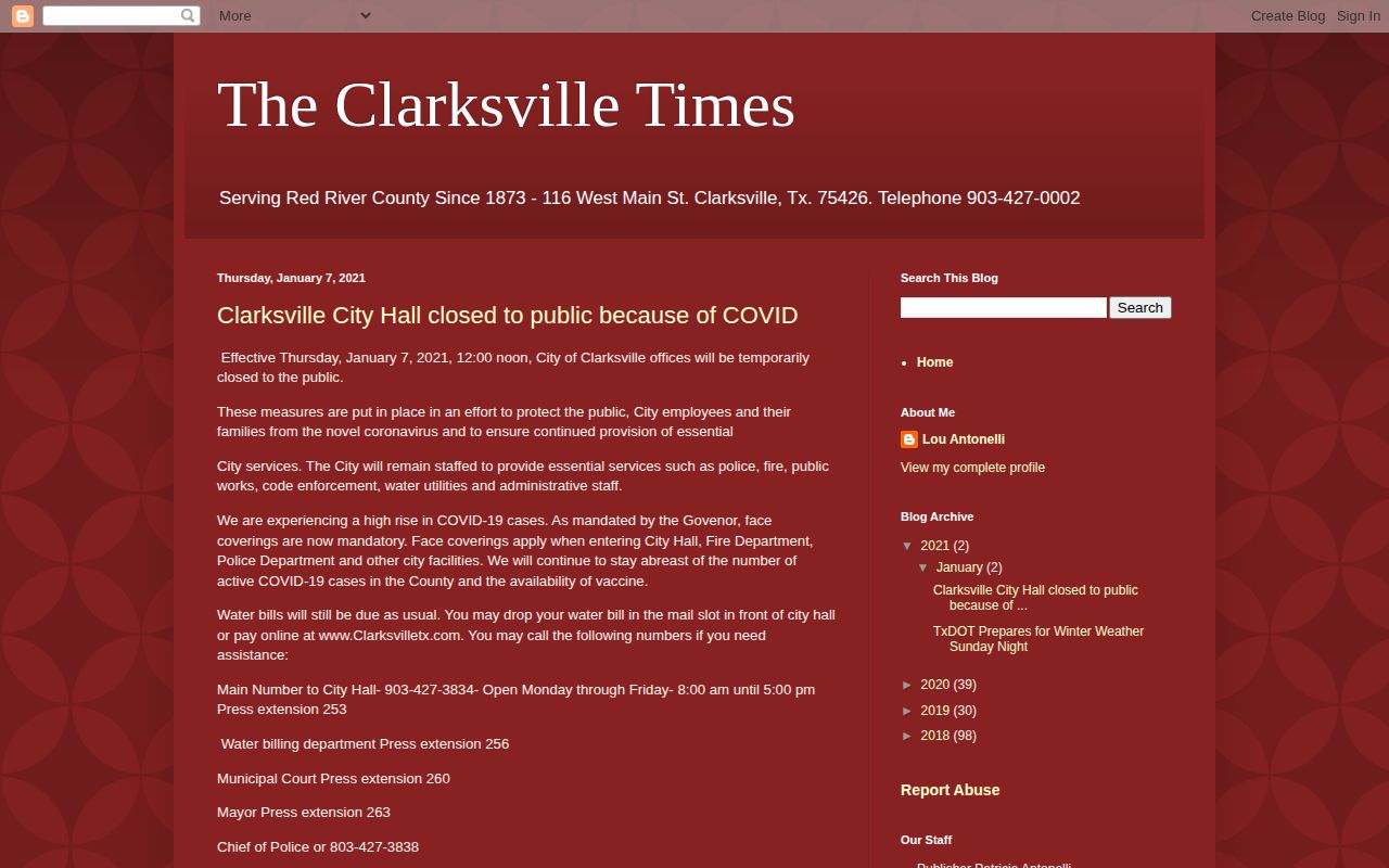 Red River County crime news archive screenshot for local record context